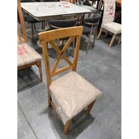 PPS Oak : Ghế Gỗ Sồi Tựa Lưng X + Đệm Bọc Vải